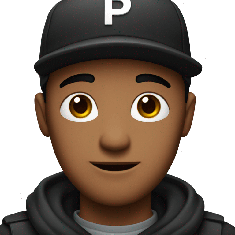 A red-skinned man with a black cap with 'P' on it emoji