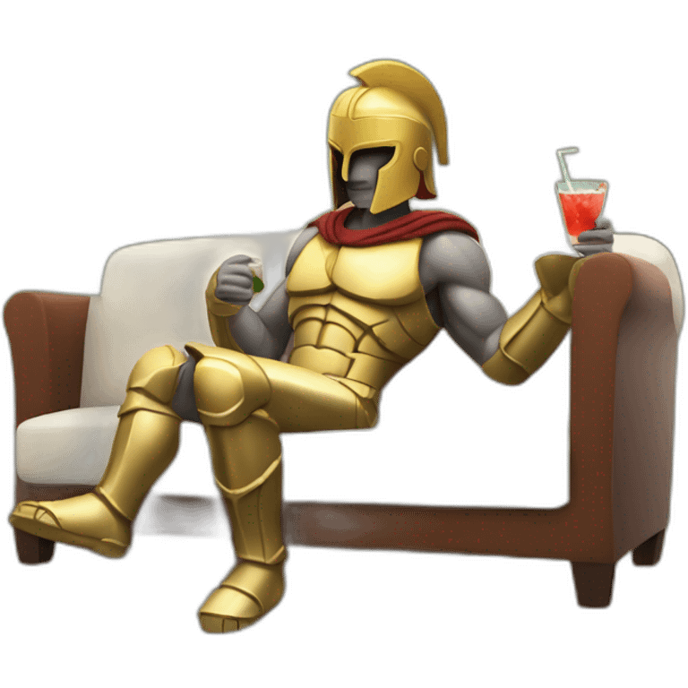 A spartan drinking a relaxed coktail on a sofa emoji