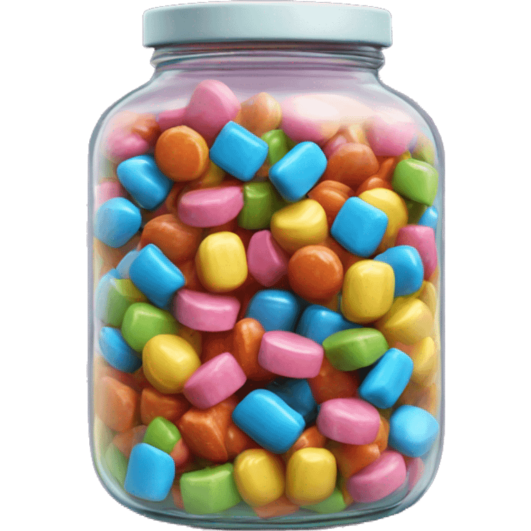 Realistic glass jar full of coloful candy inside of it. emoji