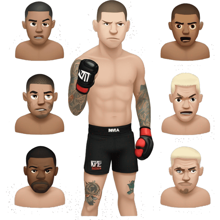 Mma fighter with tatoos with the face of nate diaz emoji