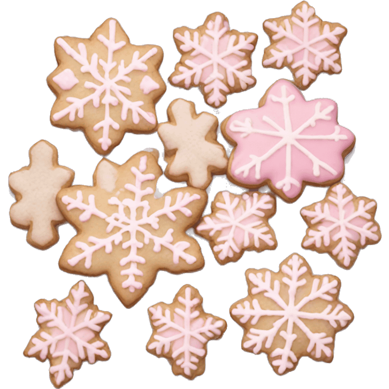 Tray of Light pink snowflake cookies emoji