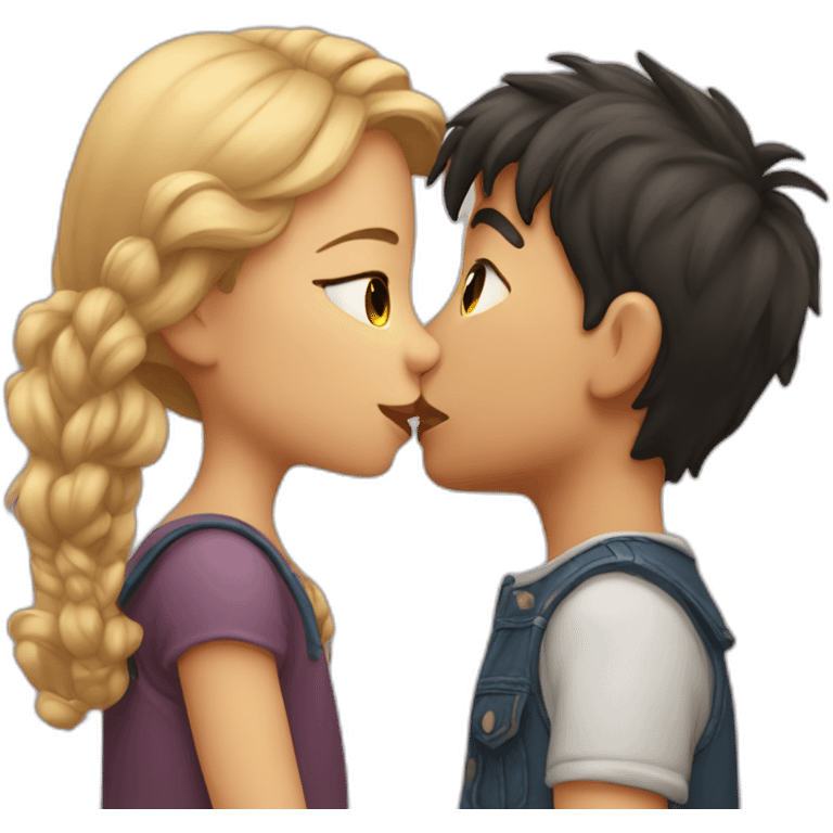 boy kissing girl emoji