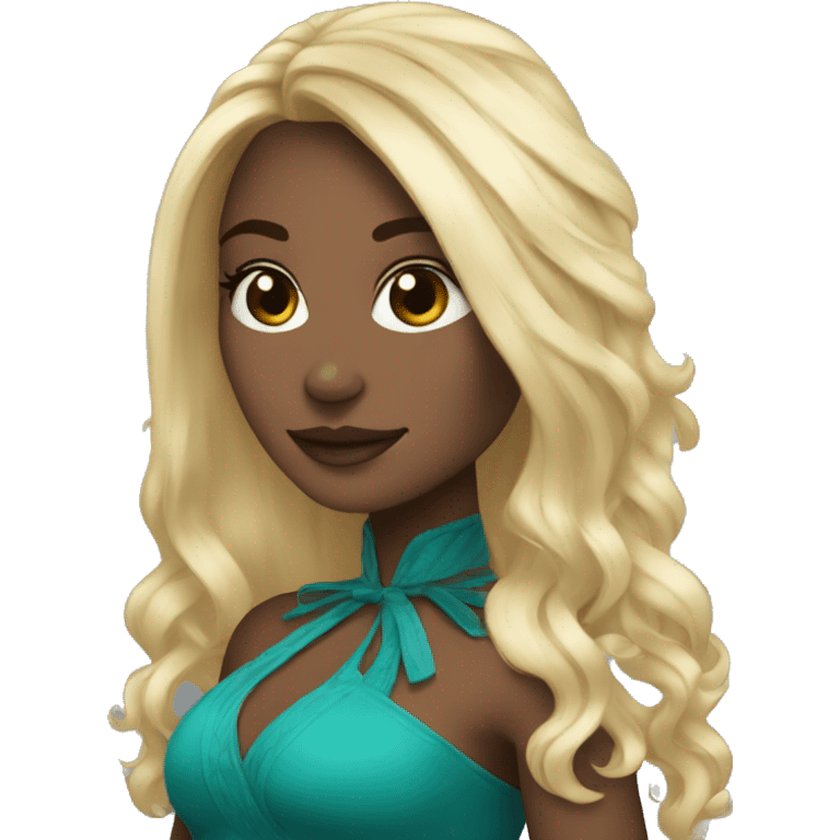 Una chica blanca de cabello negro y las puntas turquesa  emoji