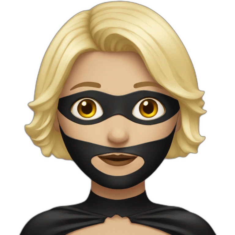 girl short blonde hair wearing batman mask emoji