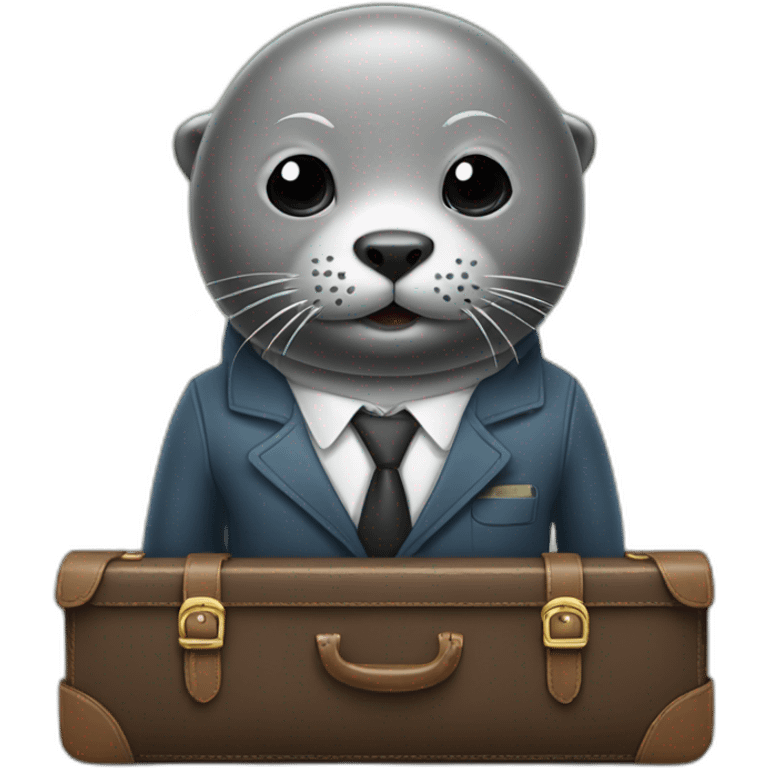 Seal in tie and with briefcase emoji