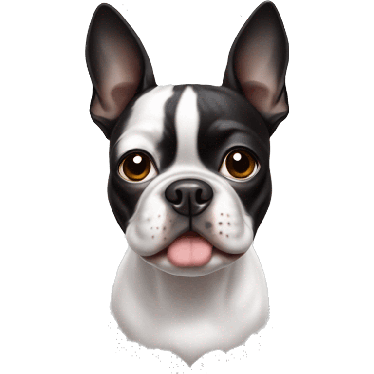 Boston Terrier with a wider face, white down the center emoji