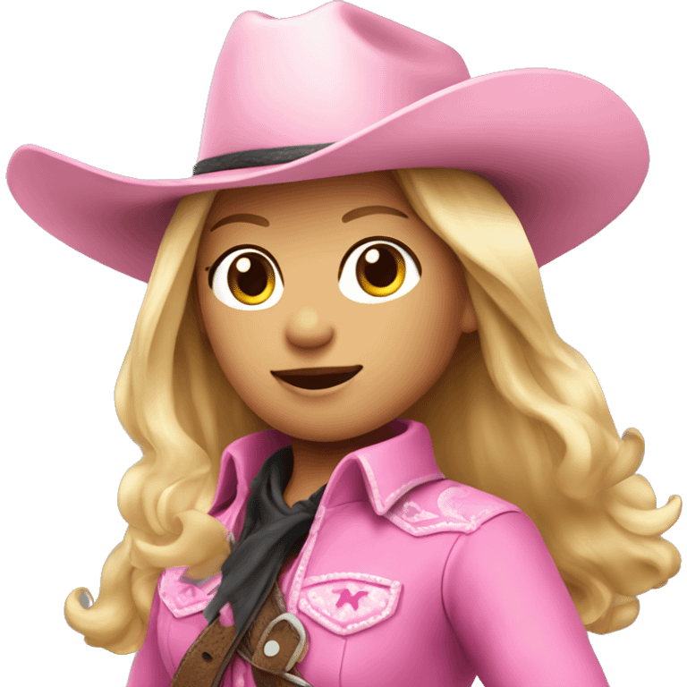 Blonde hair girl in pink cowboy outfit riding a horse emoji