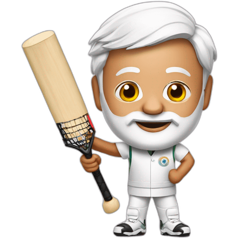 Narendra modi with cricket bat emoji