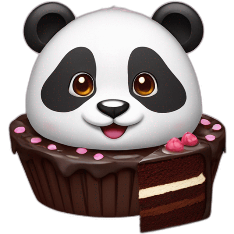 Panda with chocolate cake emoji