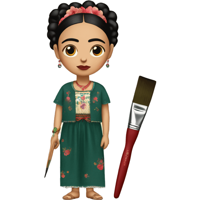 body frida kahlo kid with paintbrush emoji