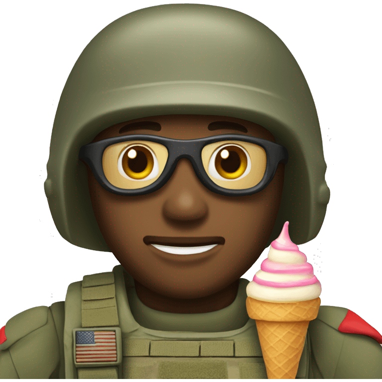 army man with an ice cream emoji