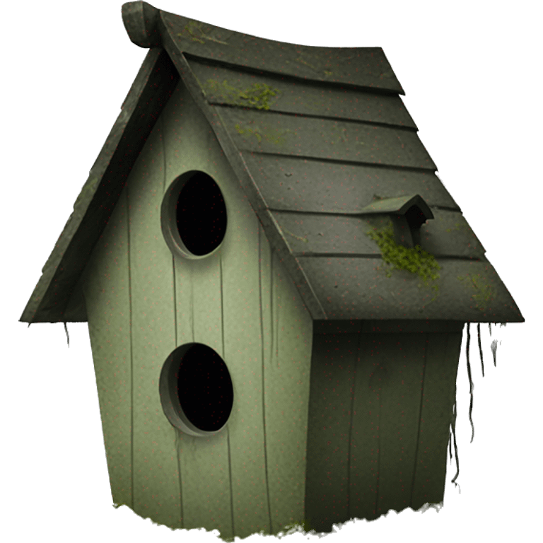 Realistic . Birdhouse. Haunted Addams house. birdhouse slightly mossy and spider webs  emoji