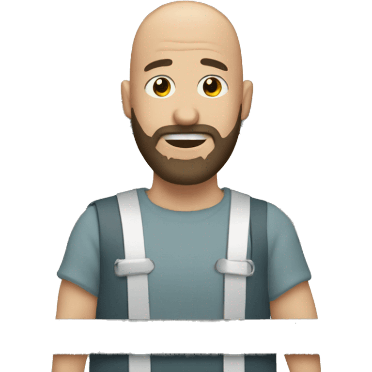 Bald guy with a beard fixing a fence emoji