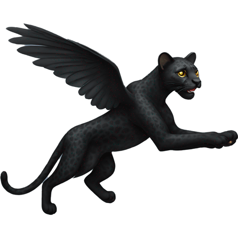 winged black leopard flying emoji