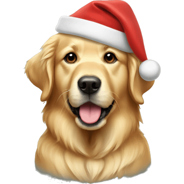 Golden Retriever with Christmas cap  emoji