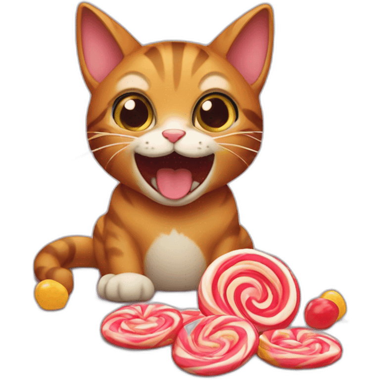 Cat biting into candy cnar emoji