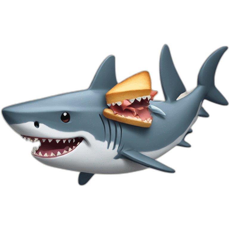 Dog eating a shark emoji