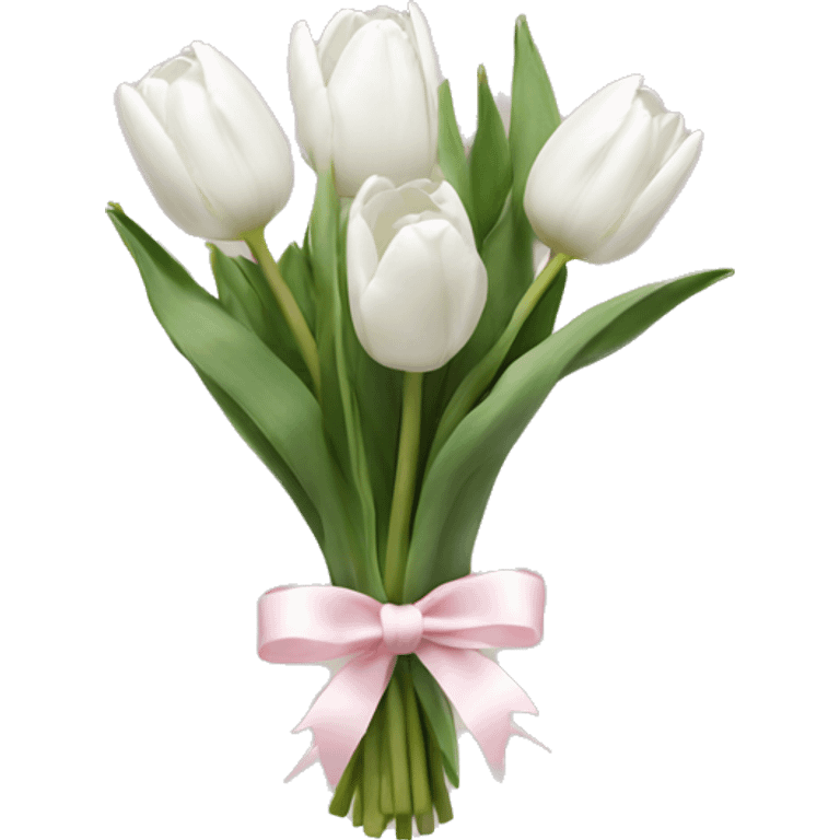 White tulips bouquet with light pink bow  emoji