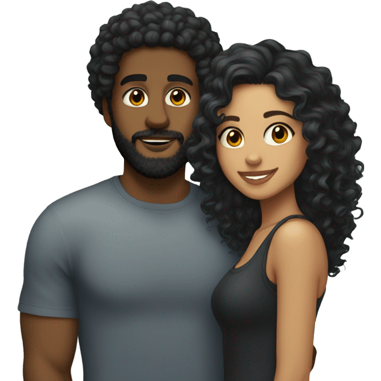 pretty latina with curly hair and attractive black boyfriend with beard  emoji