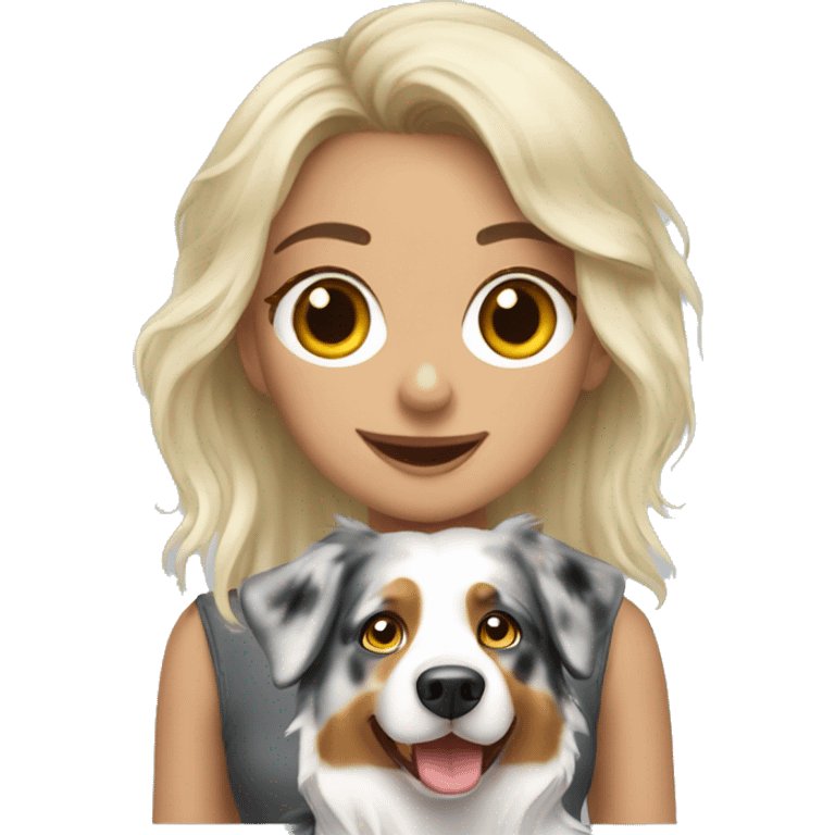 Blonde girl and Merle Australian shepherd emoji