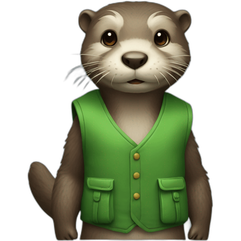 Otter in green vest written "M" emoji