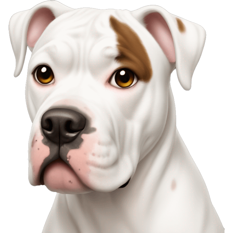 White American bulldog with brown spot left eye emoji