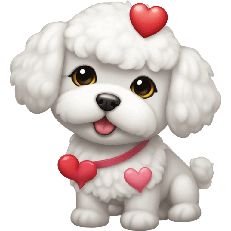 Bichon maltes con diadema de corazón  emoji