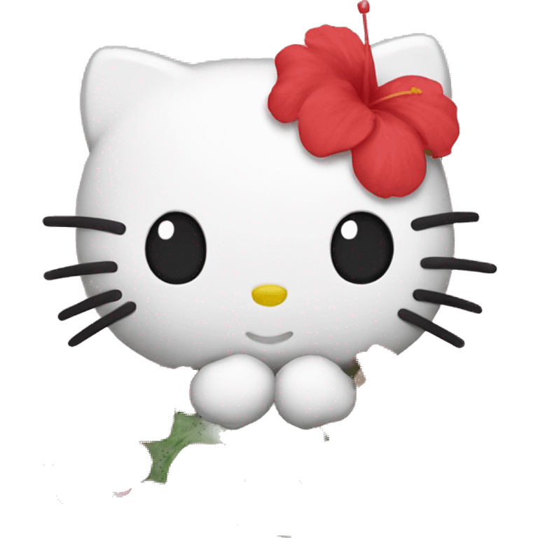 hello kitty with hibiscus emoji