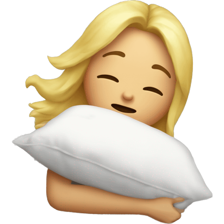 chica rubia durmiendo en una almohada emoji