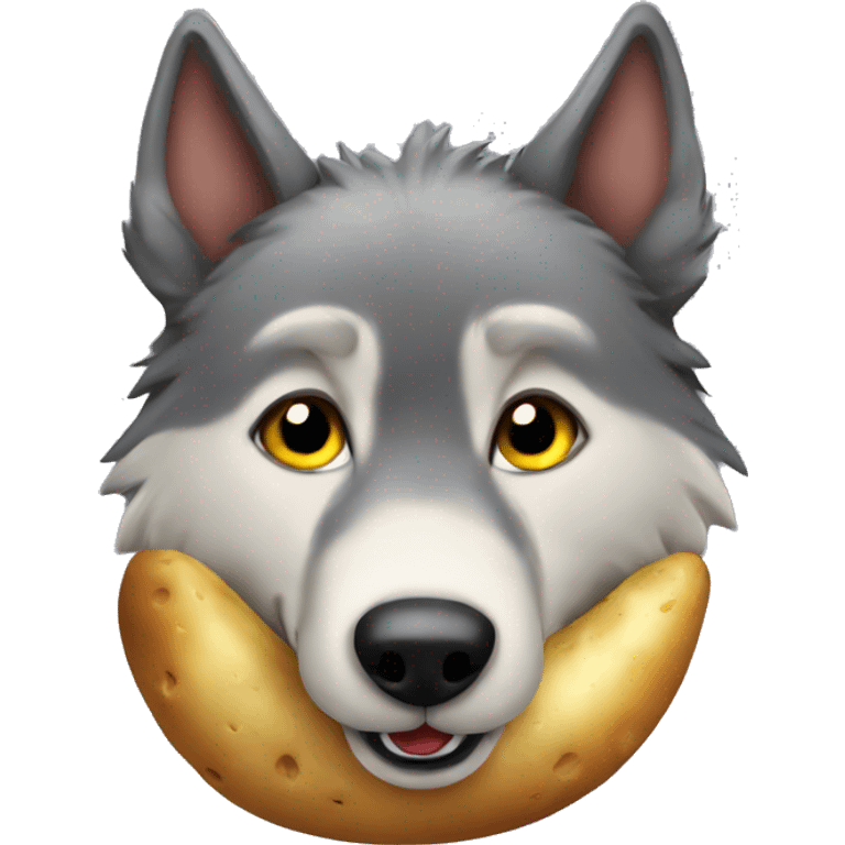 Wolf loving potato emoji