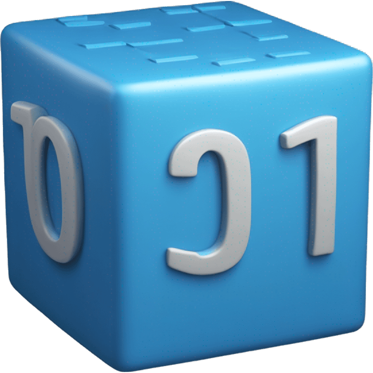 The logo consists of a blue, three-dimensional cube with binary numbers '1010' on its side.  emoji