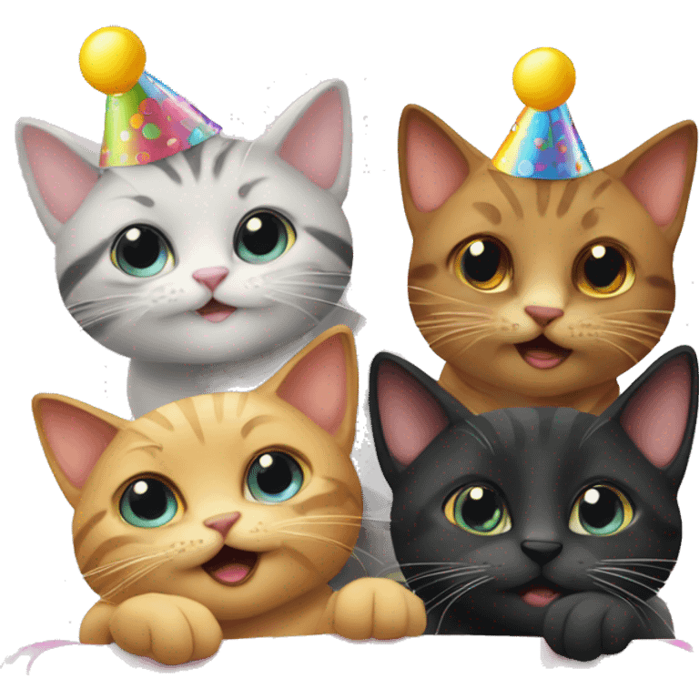 3 cats at a birthday party emoji