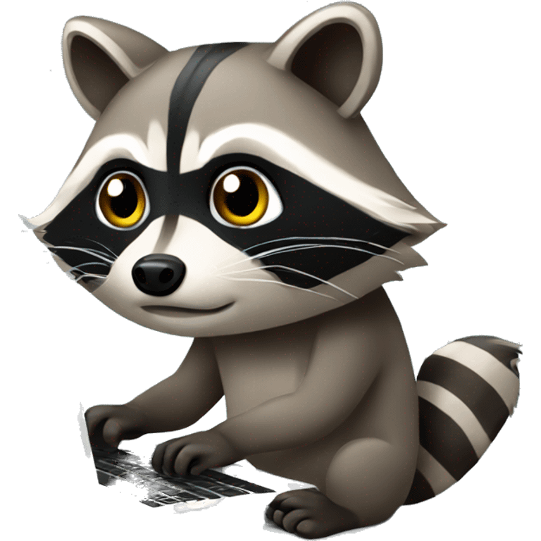 Raccoon coding on laptop emoji