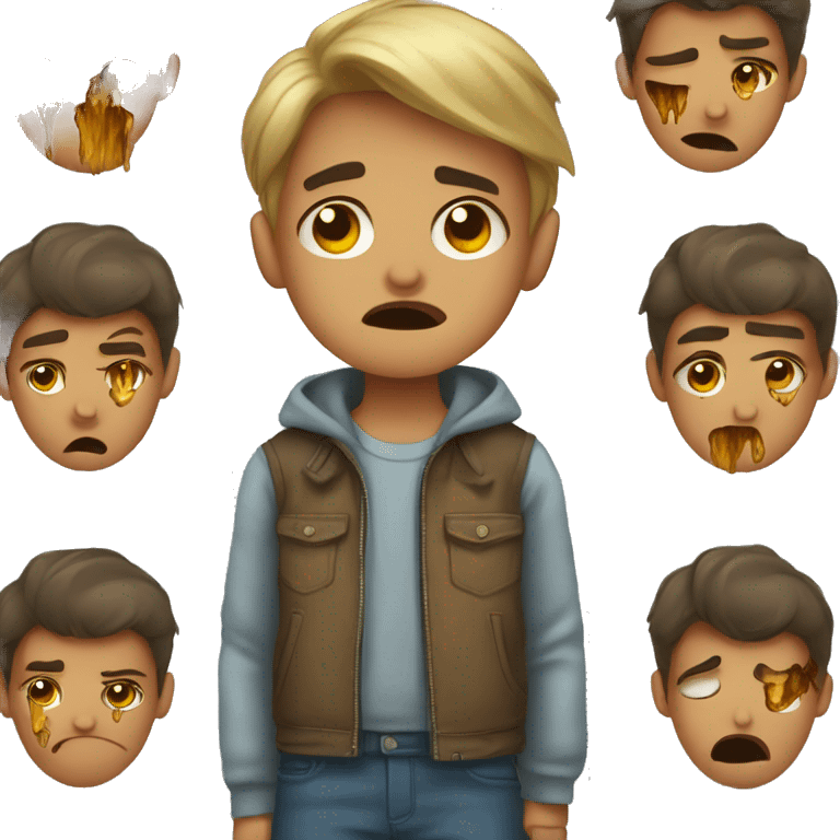 Emojis of a boy who is upset with bruises emoji