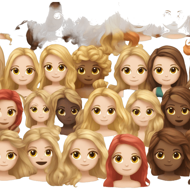 white girl with brown long hair + white girl red long hair  emoji