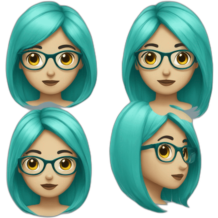 girl with glasses and turquoise hair emoji