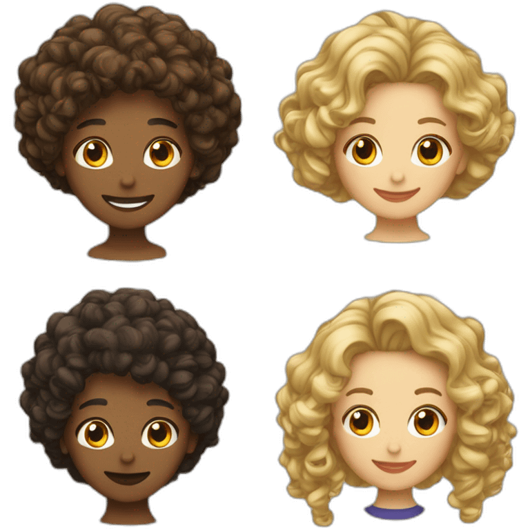 femme cheveux bouclés marrons et homme blond emoji