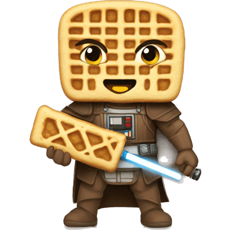 A waffle with a lightsaber emoji