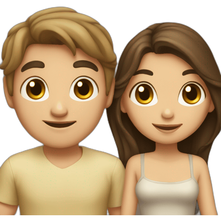 Brunette boy and brunette girl couple emoji