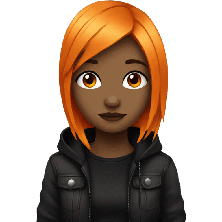 emo girl with orange and black hair  emoji