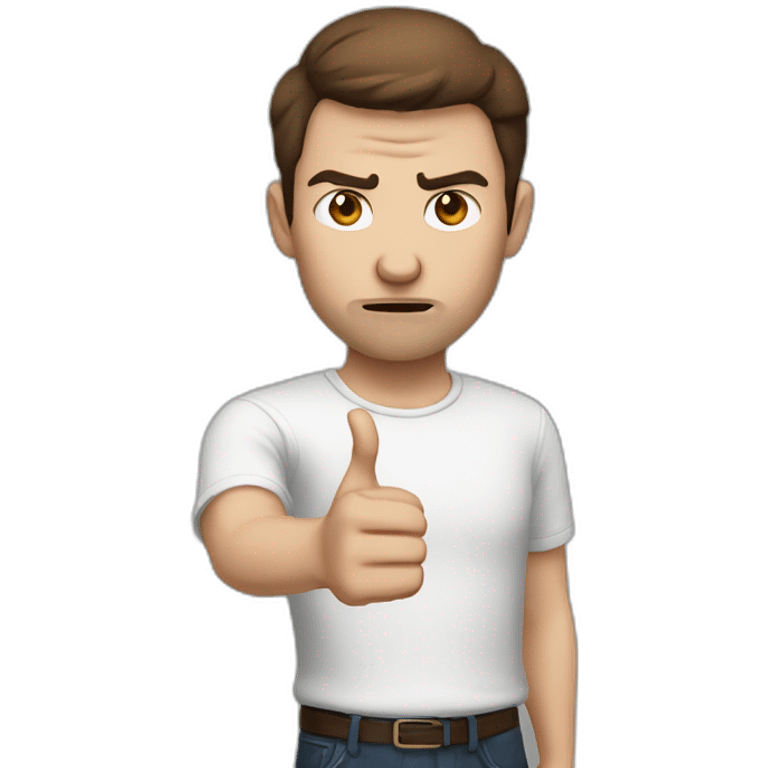 man this brown hair, white skin, angry face, pointing with his finger emoji