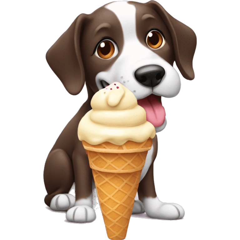 A dog eating ice cream emoji