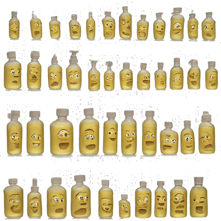 Cases upon cases of baby oil with man emoji