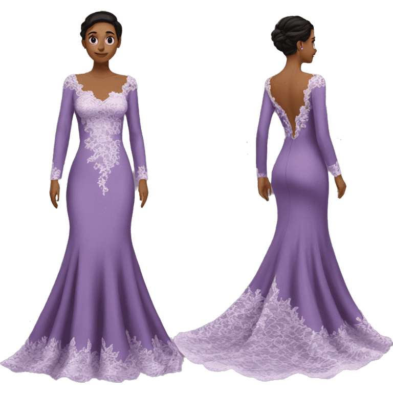 Long sleeve lace purple gown dress emoji