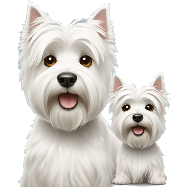 Two white highland terriers of different sizes emoji