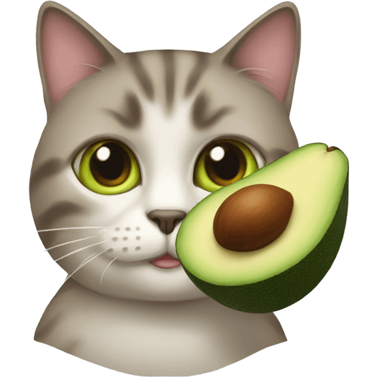 cat with with an avocado instead of a nose emoji