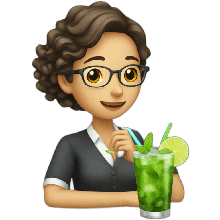 young teacher drinking mojito emoji