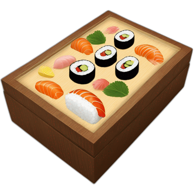 sushi bento wooden box emoji