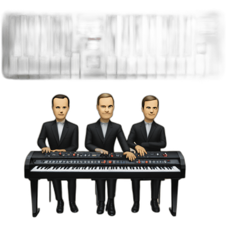 photo realistic band Kraftwerk playing keybords emoji