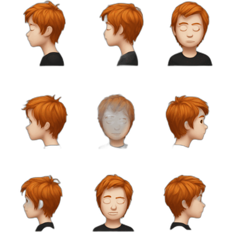 realistic emo boy choppy ginger hair side bangs emoji